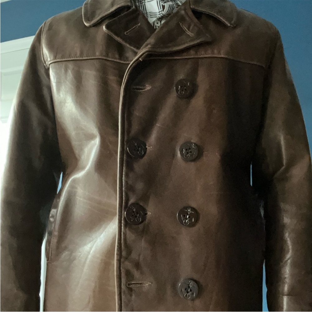 Schott NYC leather peacoat